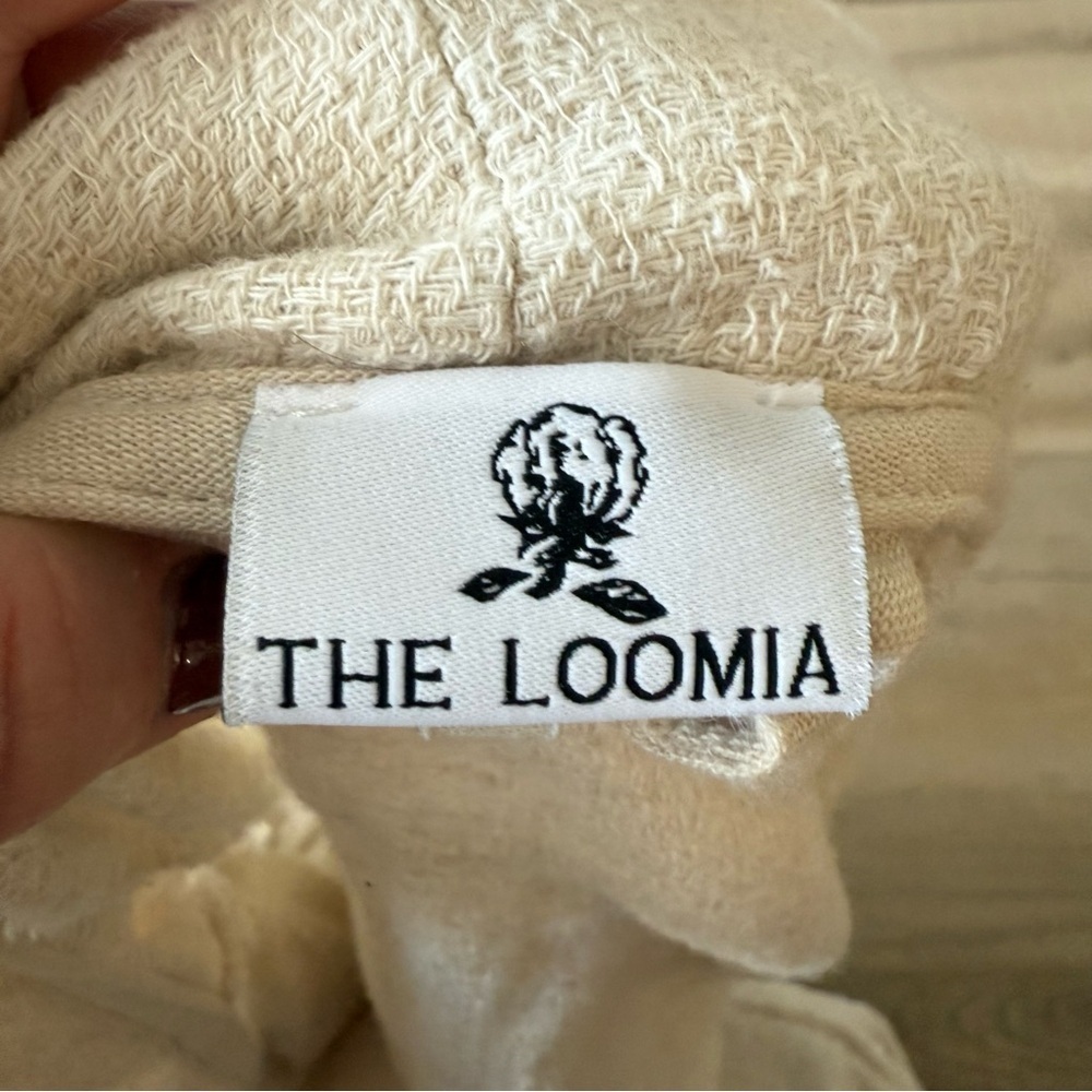 The Loomia natural beige Turkish cotton linen fringe kimono robe - One Size NWOT - Picture 3 of 4